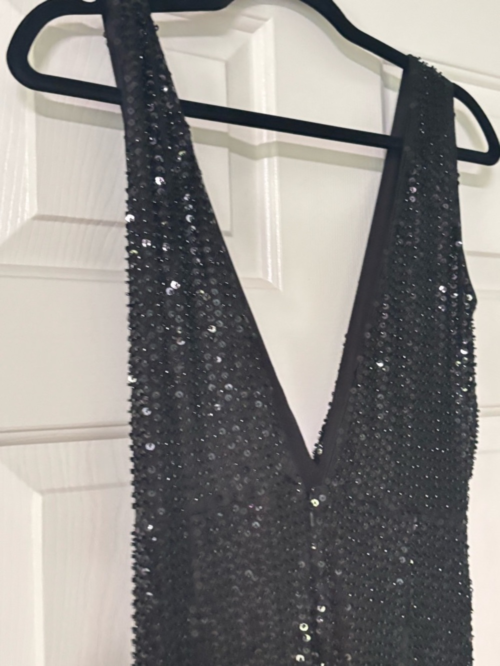 Ramy Brook Black Sequin Twist-Front V-Neck Midi Dress - Picture 6 of 8